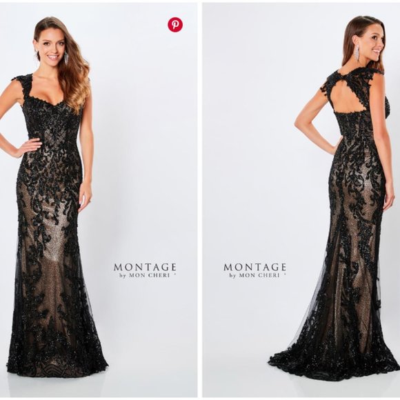 Montage by Mon Cheri # 221973 - Black Nude Mother of the Bride Dress - Picture 3 of 5